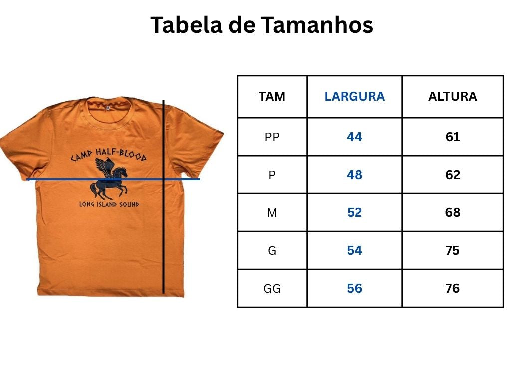Camiseta Percy Jackson/Acampamento Meio-Sangue 100% algodão