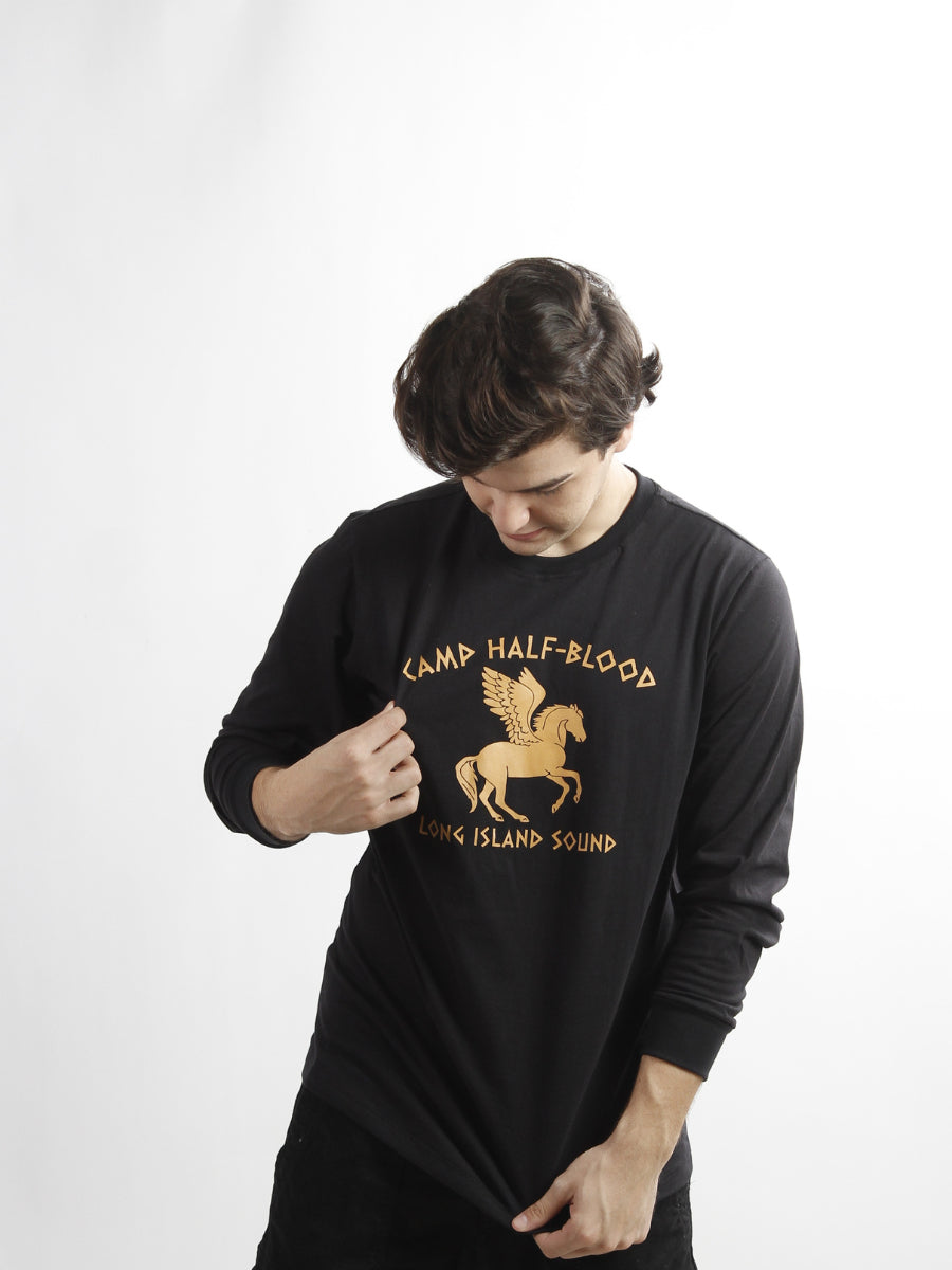 Camiseta  Percy Jackson Manga Longa  Acampamento Meio Sangue